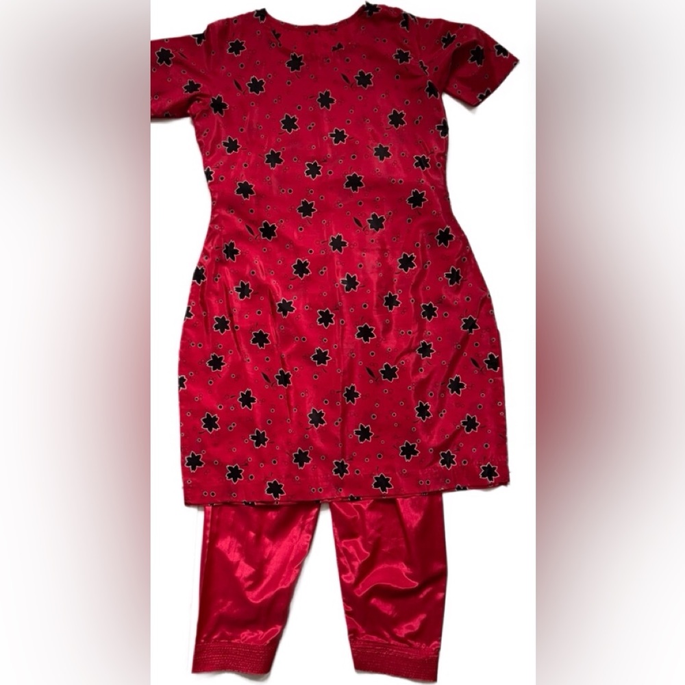 Womens Kurta Tunic Red Floral With Harem Pants NEW